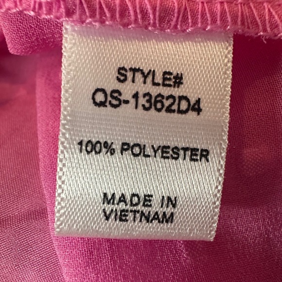 ZENANA Candy Pink Swiss Dot Medium Babydoll V Neck Dress Long Sleeve - Picture 8 of 8